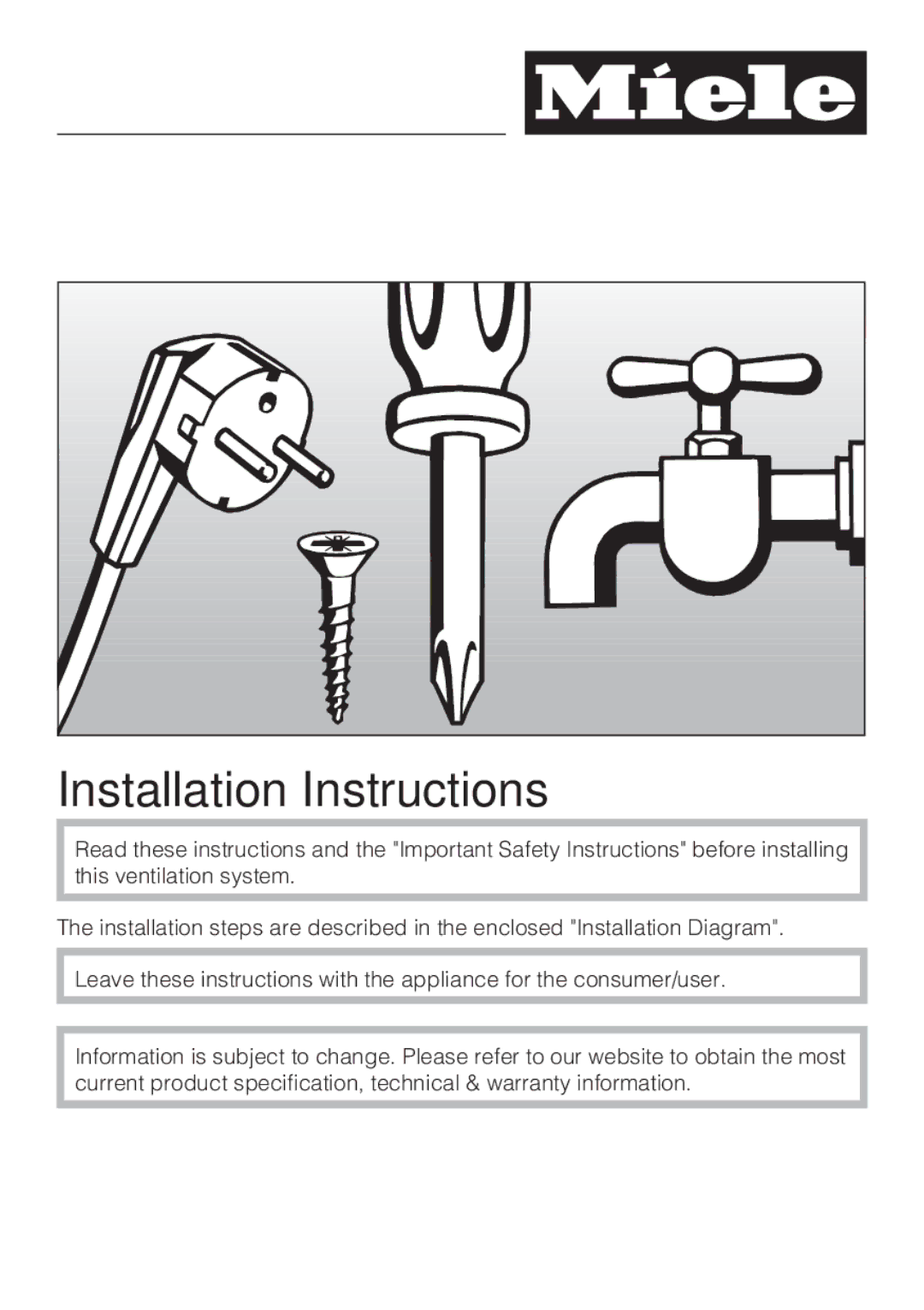 Miele DA 6290 W installation instructions Installation Instructions 