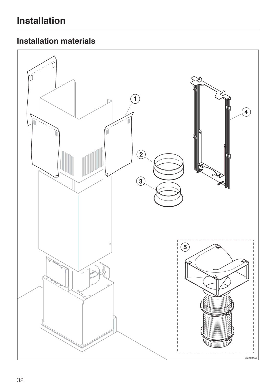 Miele DA 6290 W installation instructions Installation materials 