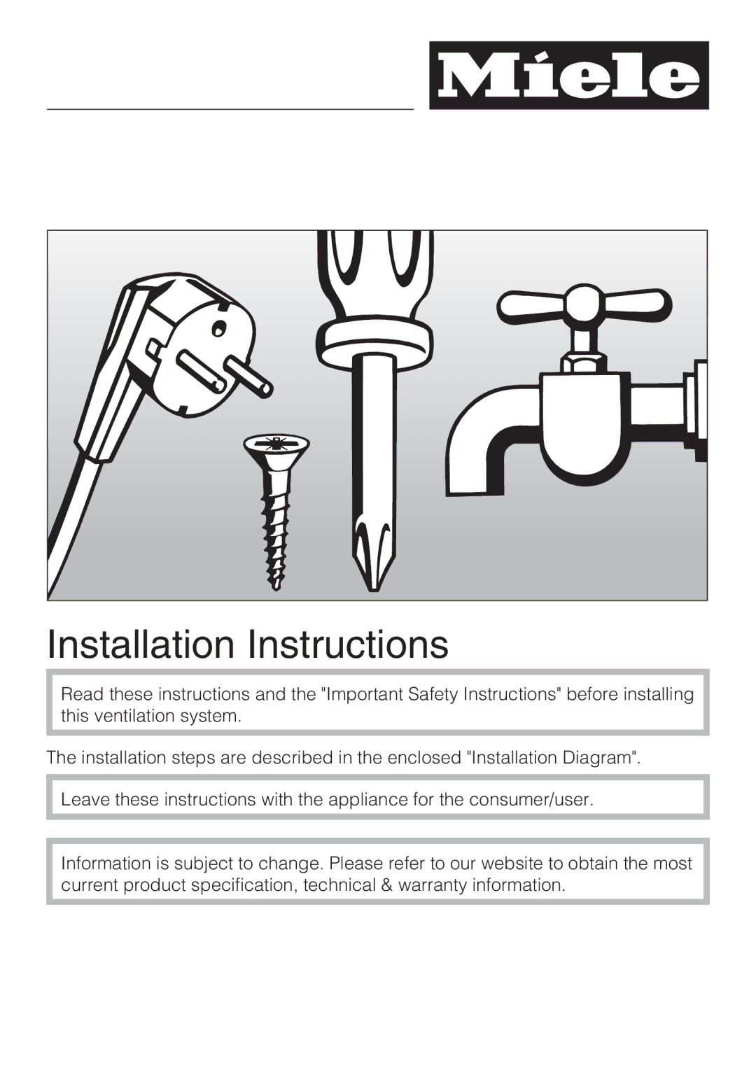 Miele DA 6590 D installation instructions Installation Instructions 