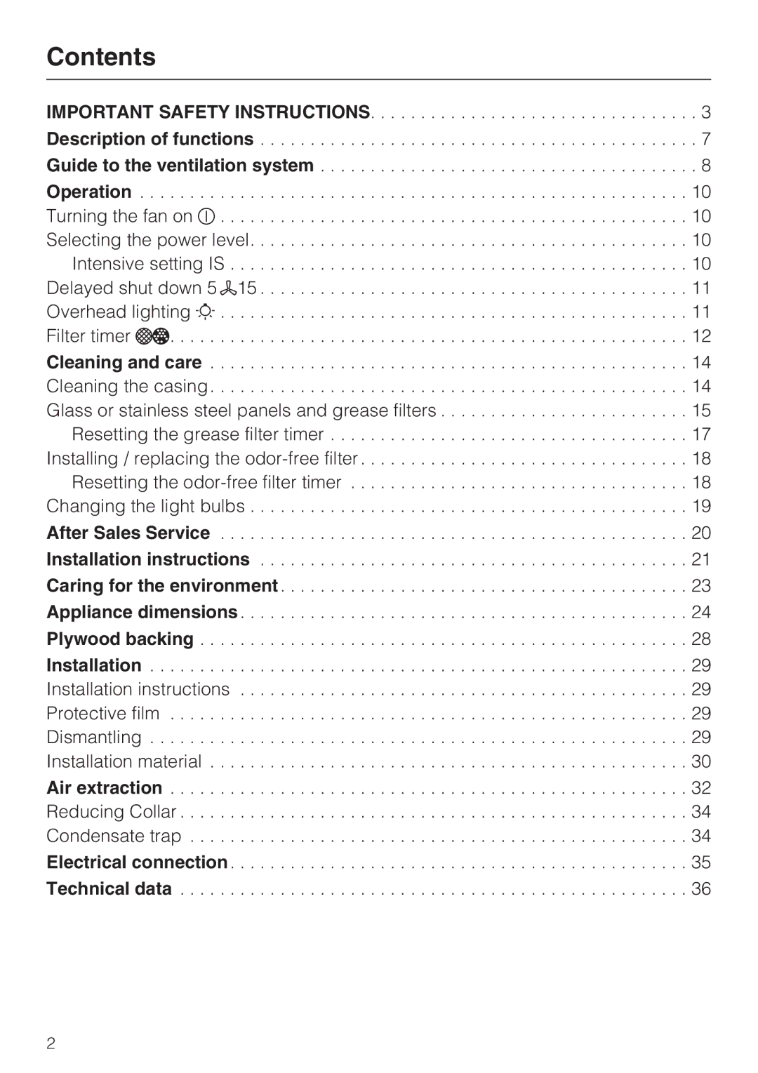 Miele DA 6590 W, DA 6520 W installation instructions Contents 