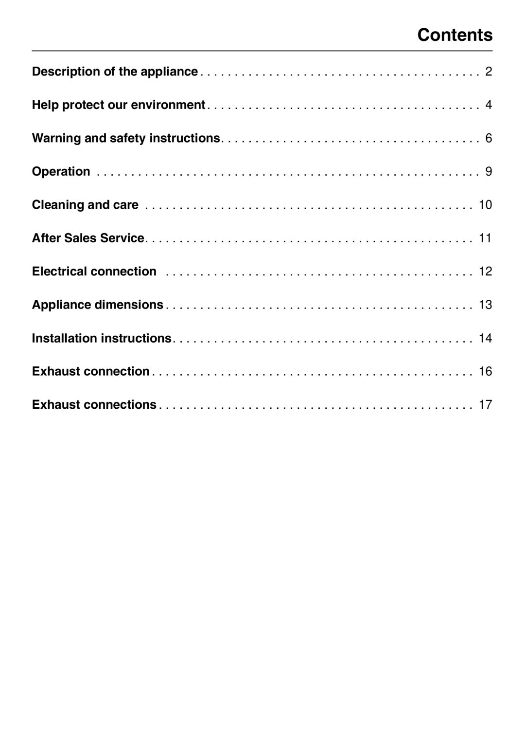 Miele DA 8-2 manual Contents 