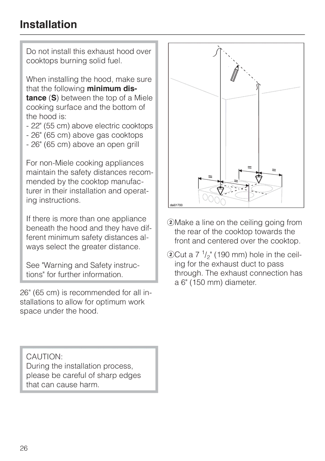 Miele DA210-3 installation instructions Installation 