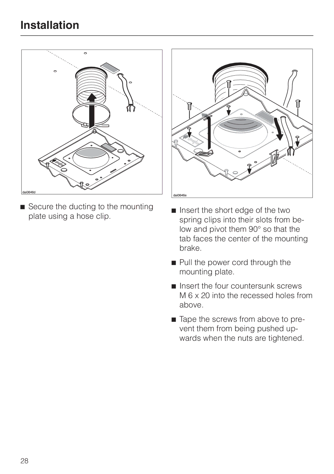 Miele DA210-3 installation instructions Installation 