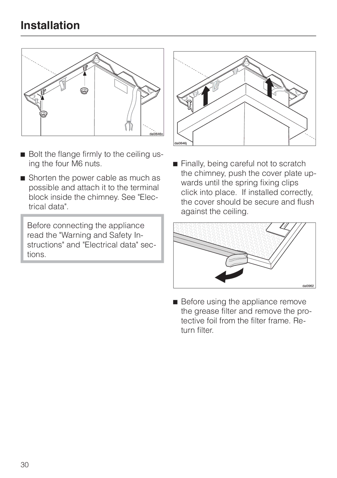 Miele DA210-3 installation instructions Installation 