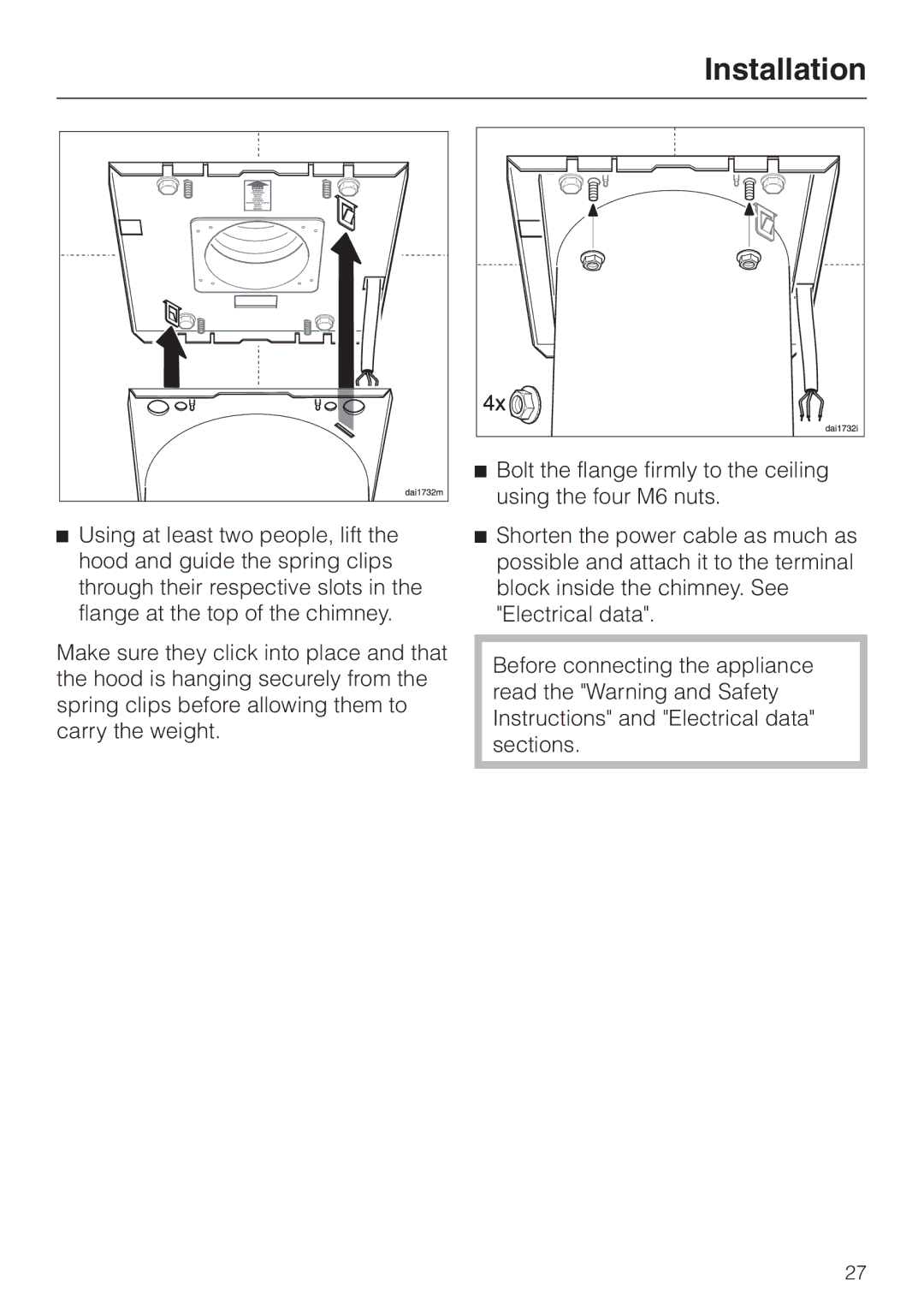 Miele DA220-3 installation instructions Installation 