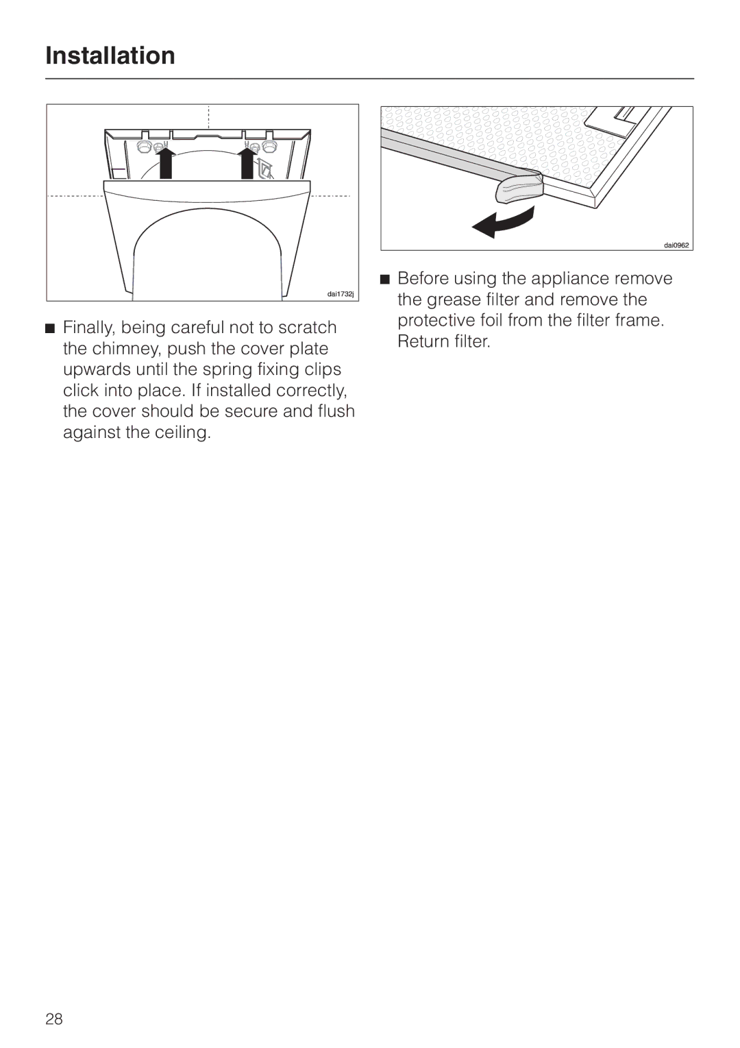 Miele DA220-3 installation instructions Before using the appliance remove 