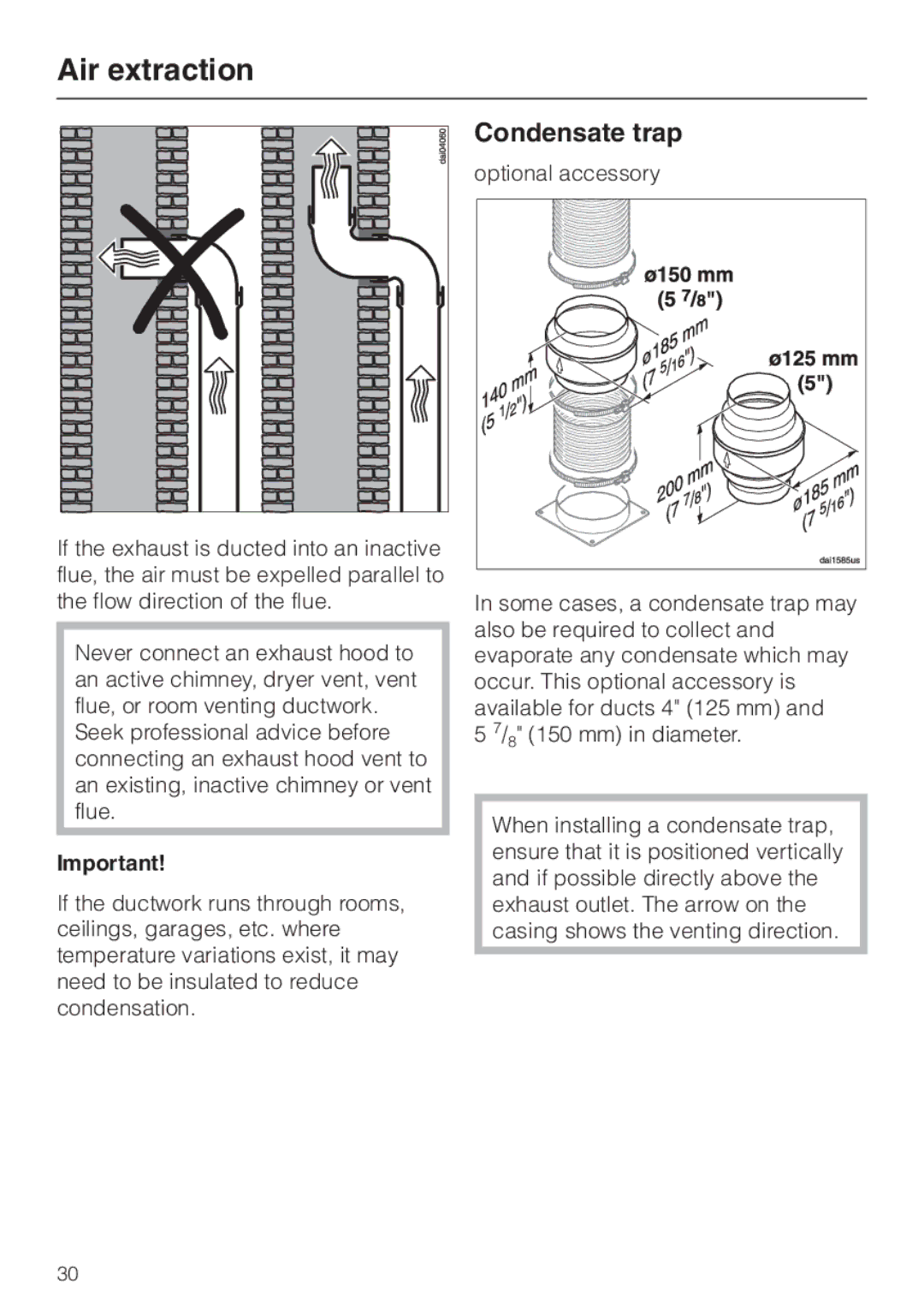 Miele DA220-3 installation instructions Condensate trap 