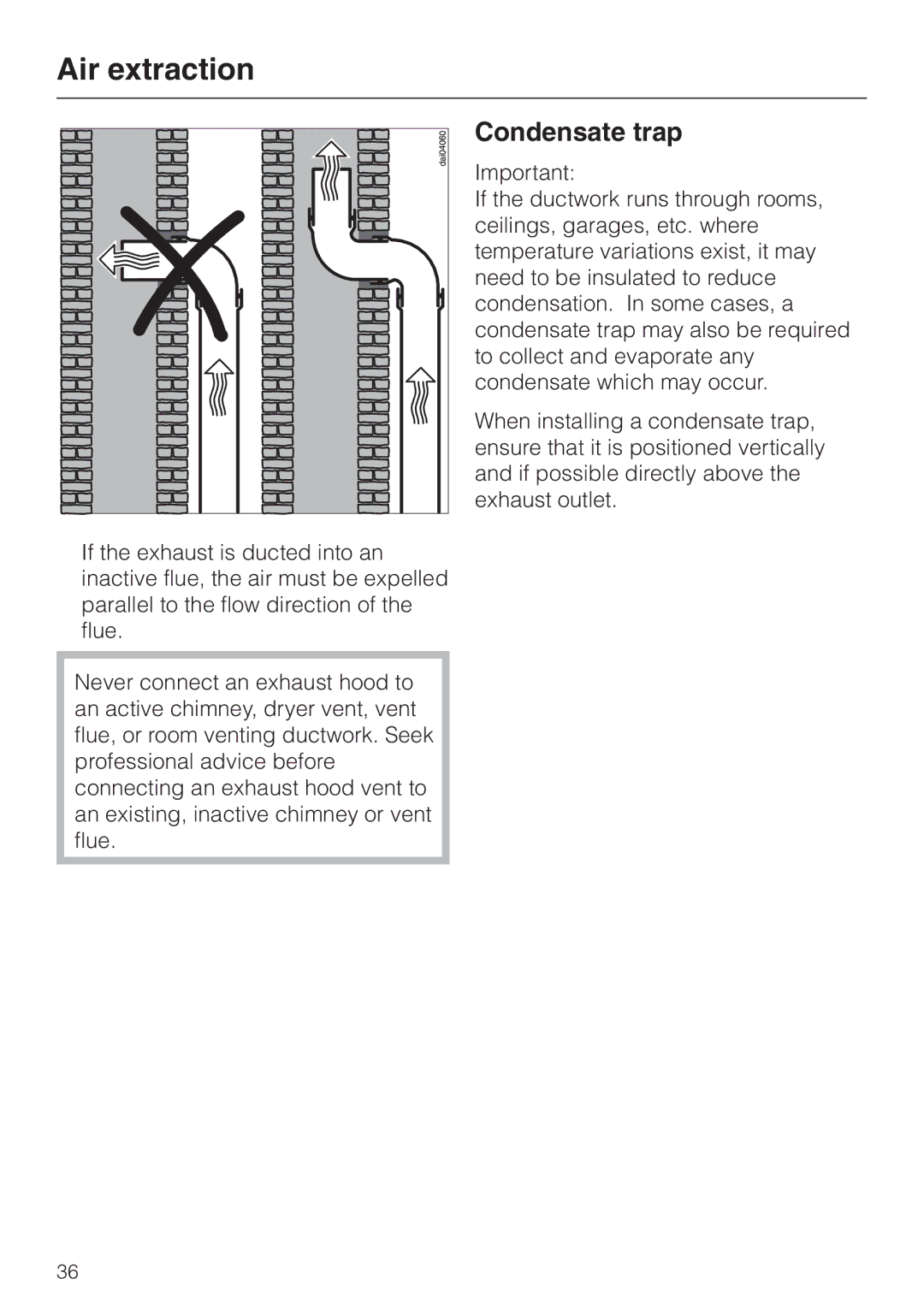 Miele DA239-3 installation instructions Condensate trap 