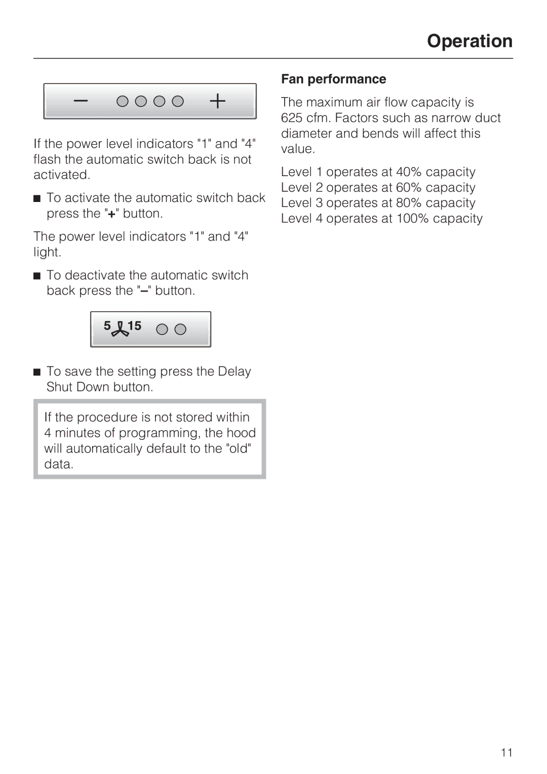 Miele DA252-4, DA251-4, DA259-4 installation instructions Fan performance 