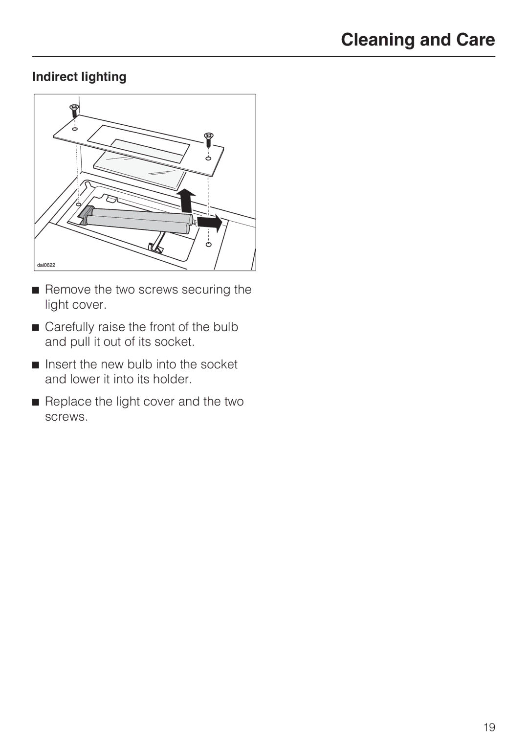 Miele DA259-4, DA251-4, DA252-4 installation instructions Indirect lighting 