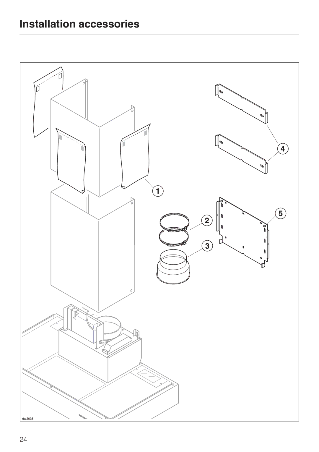 Miele DA251-4, DA259-4, DA252-4 installation instructions Installation accessories 