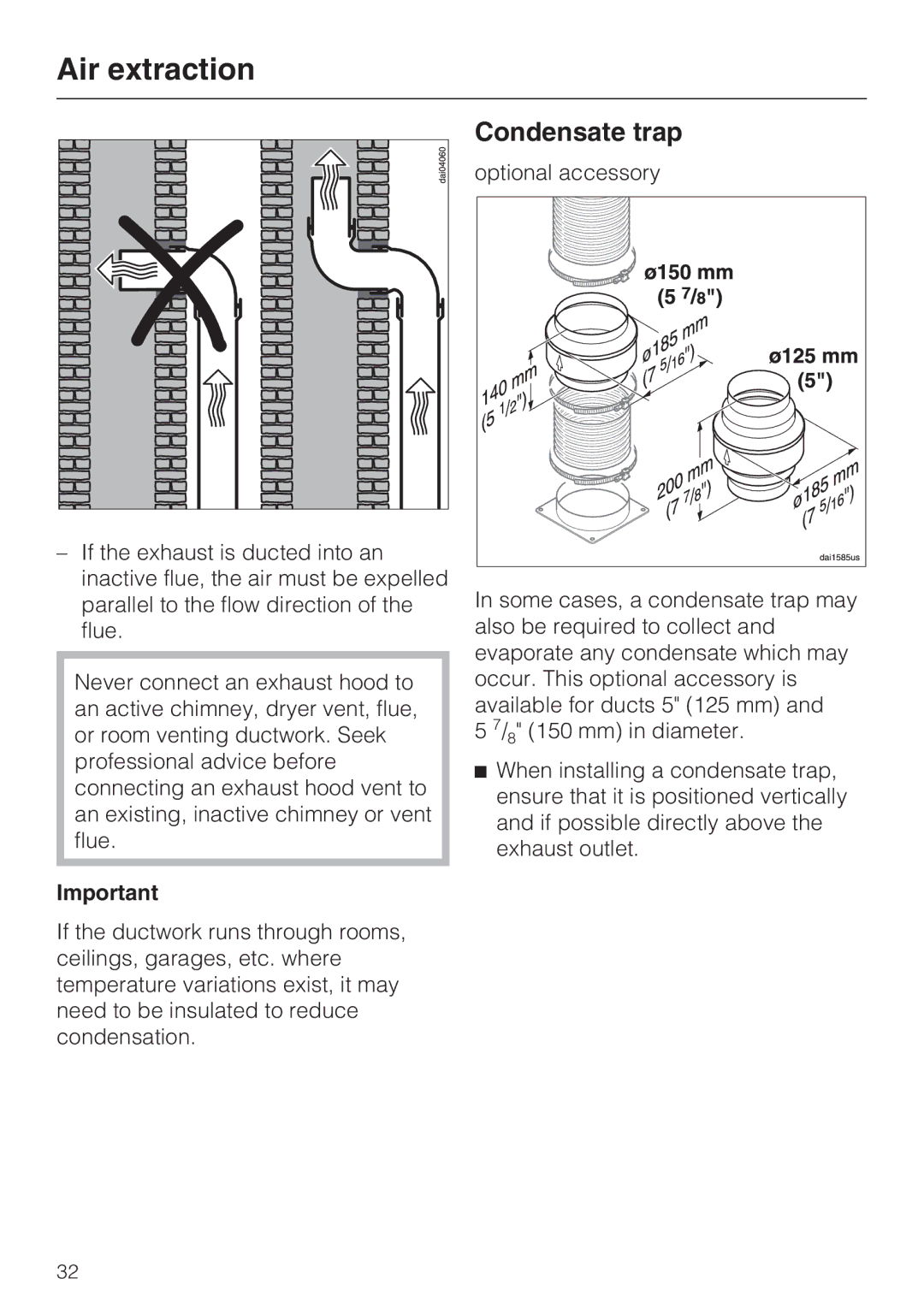 Miele DA252-4, DA251-4, DA259-4 installation instructions Condensate trap 