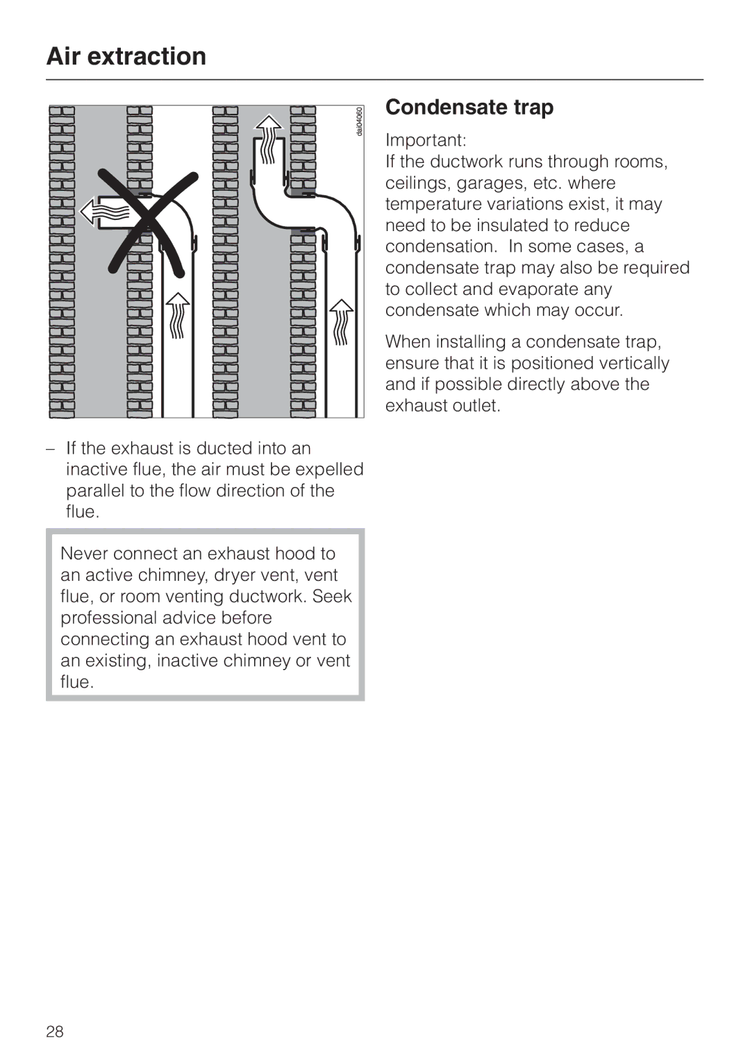 Miele DA252-3, DA259-3, DA 251 installation instructions Condensate trap 