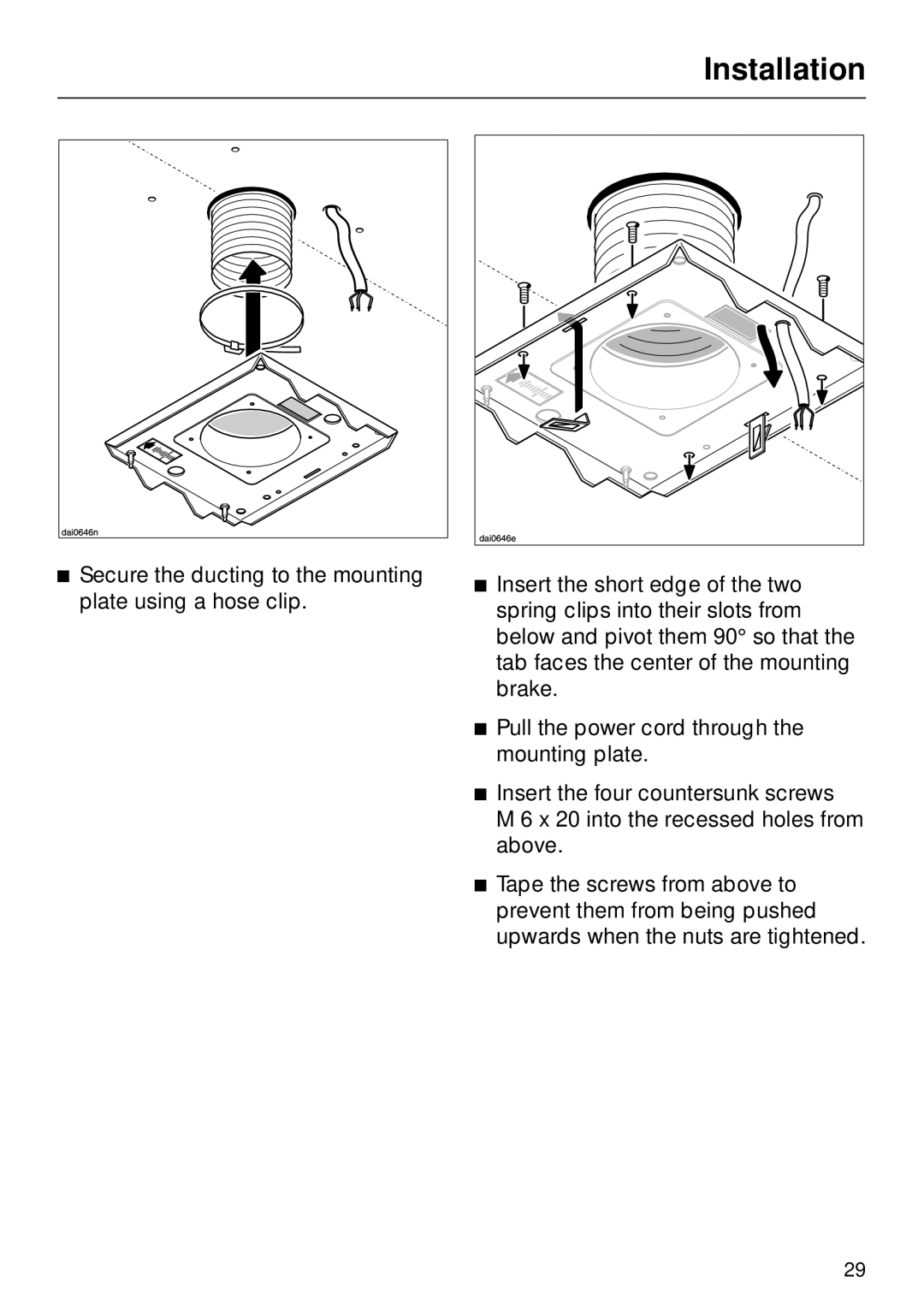 Miele DA270 installation instructions Installation 