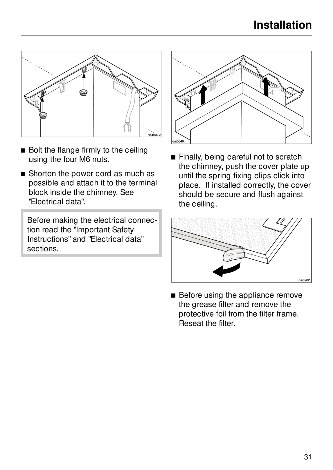 Miele DA270 installation instructions Installation 