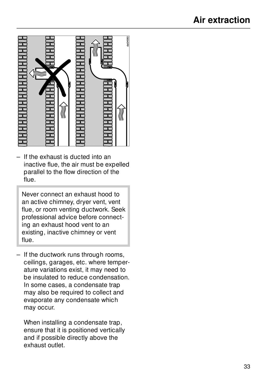 Miele DA270 installation instructions Air extraction 