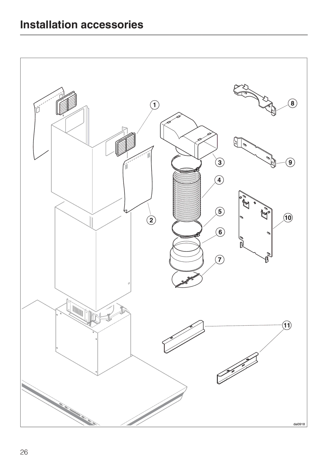 Miele DA279-3 installation instructions Installation accessories 