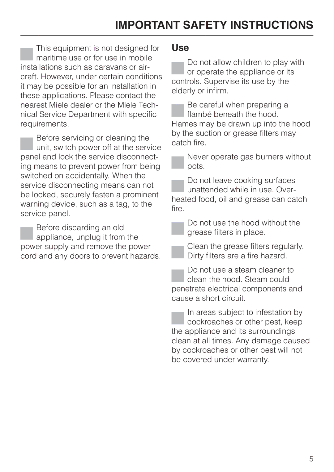 Miele DA279-3 installation instructions Use 