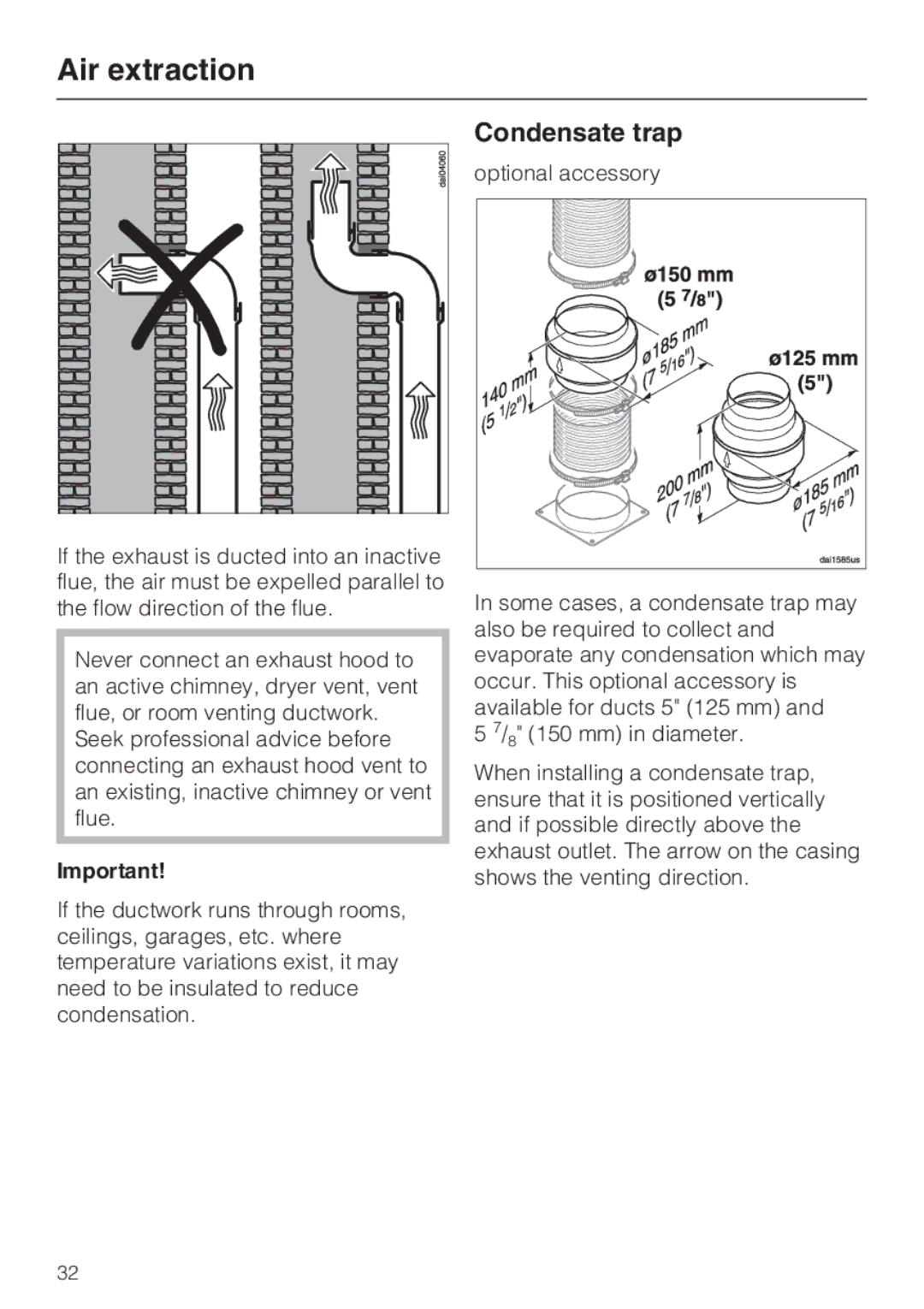 Miele DA289-4 installation instructions Condensate trap 