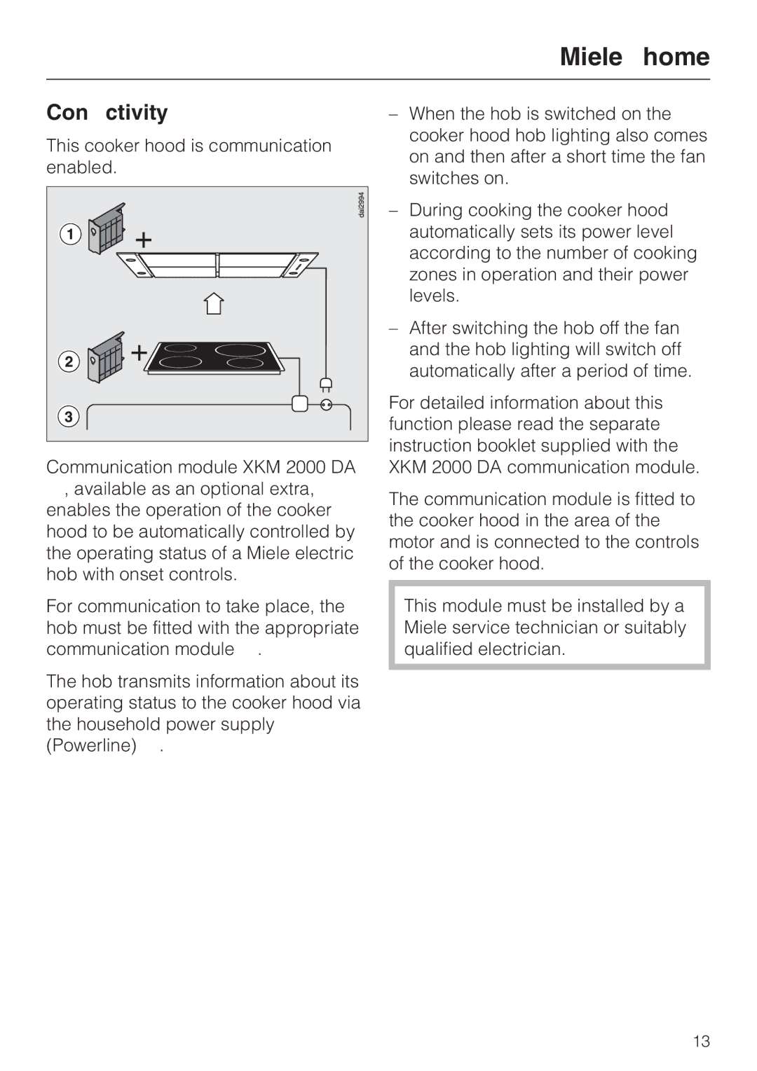 Miele DA2900EXT installation instructions Mielehome, Conctivity 