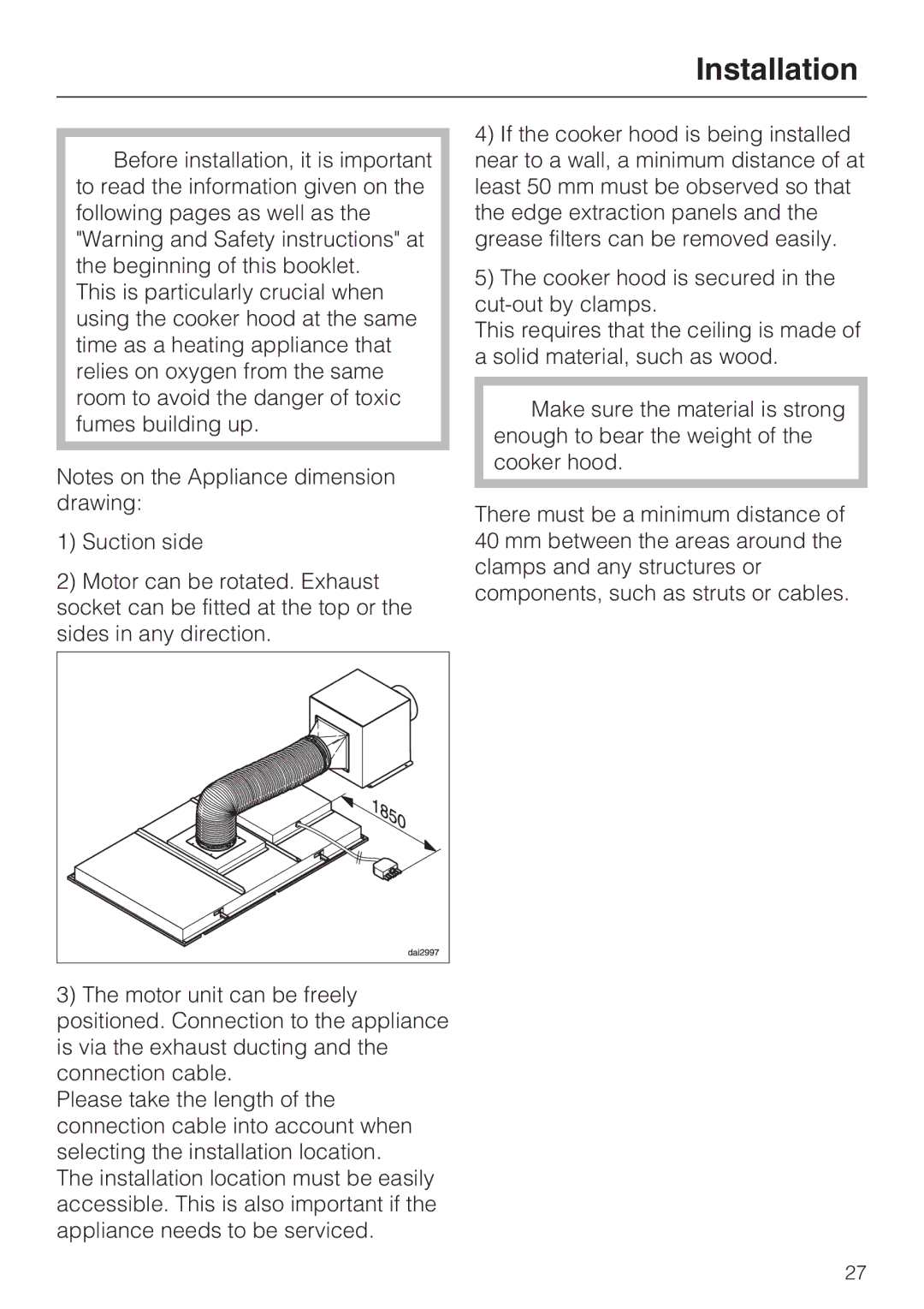 Miele DA2900EXT installation instructions Installation 