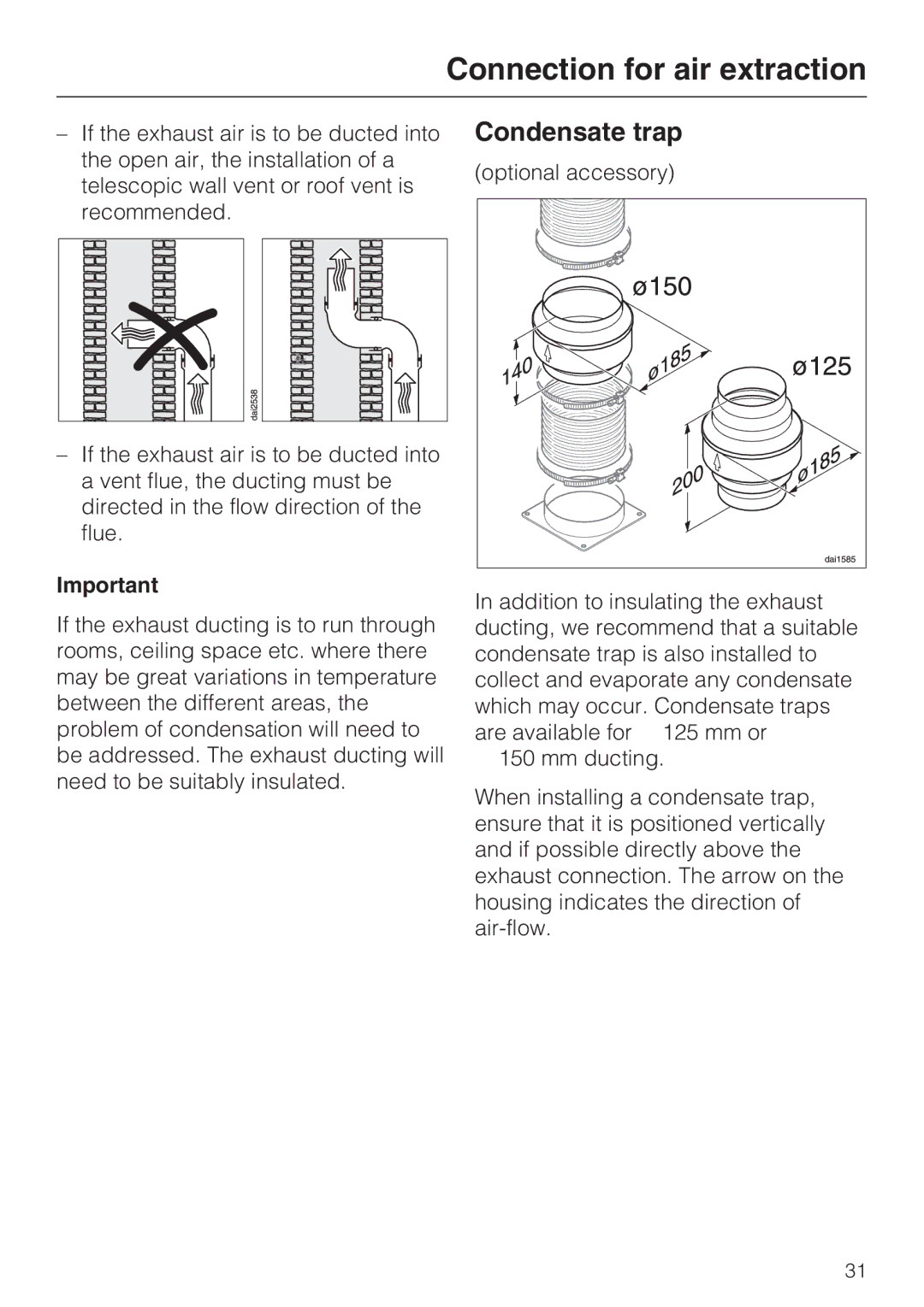 Miele DA2900EXT installation instructions Condensate trap 