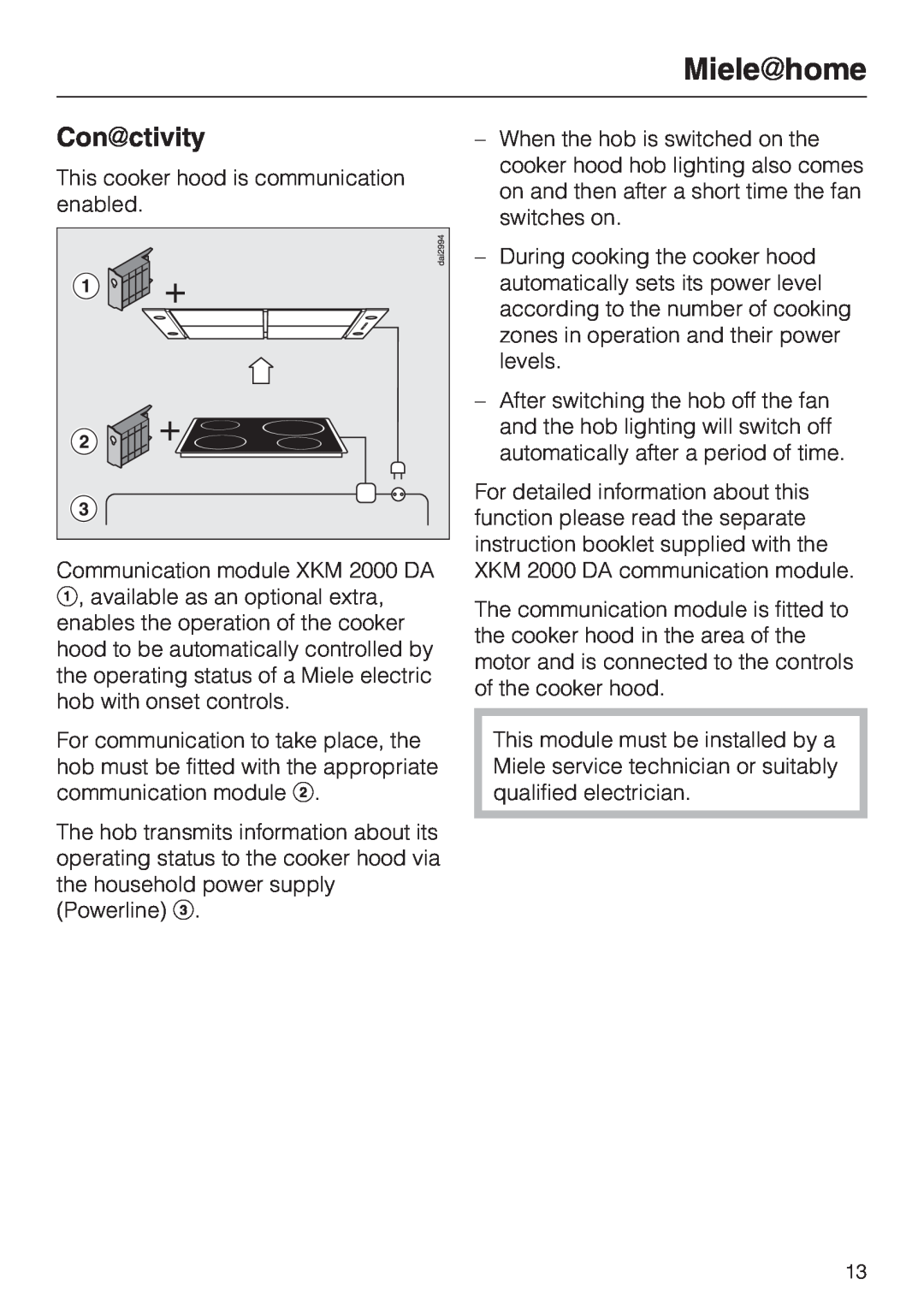 Miele DA2900EXT installation instructions Mielehome, Conctivity 