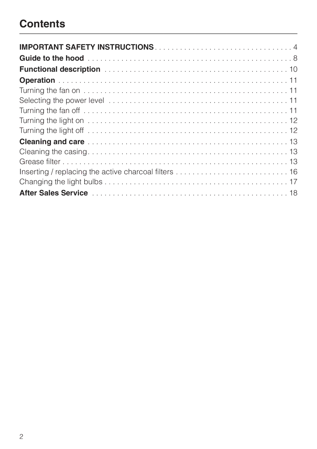 Miele DA326-1I, DA329-1I installation instructions Contents 