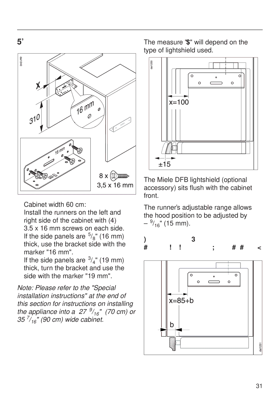 Miele DA329-1I, DA326-1I installation instructions Runners 