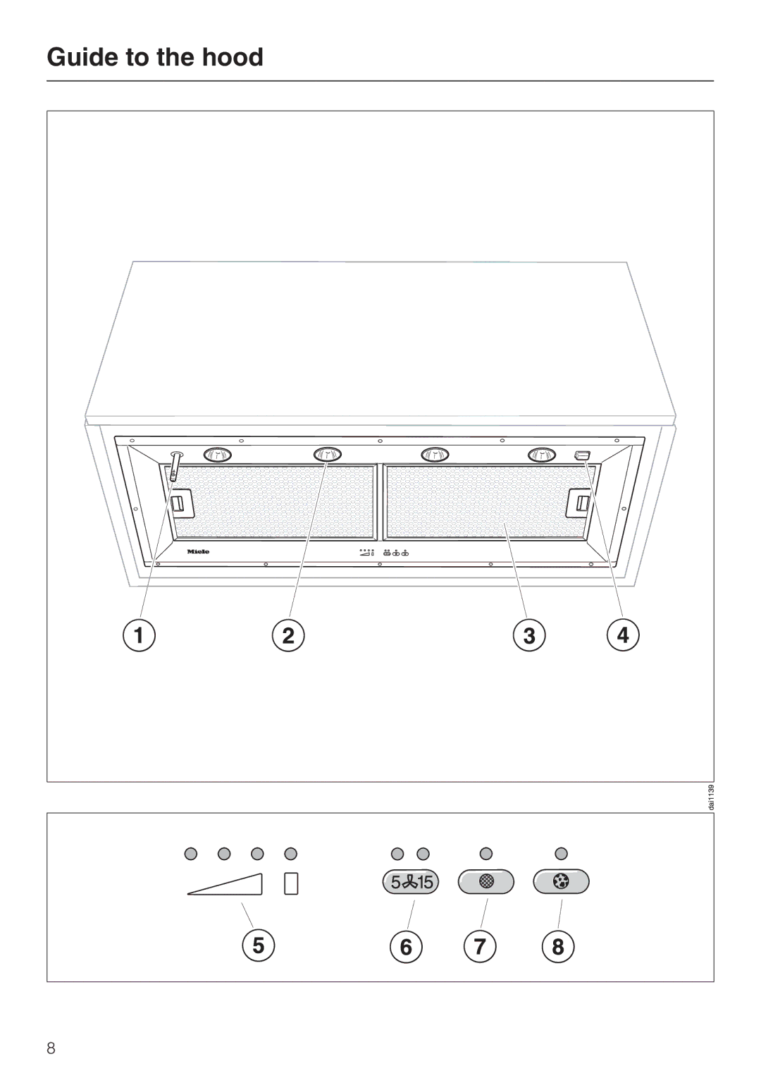 Miele DA362-110 installation instructions Guide to the hood 