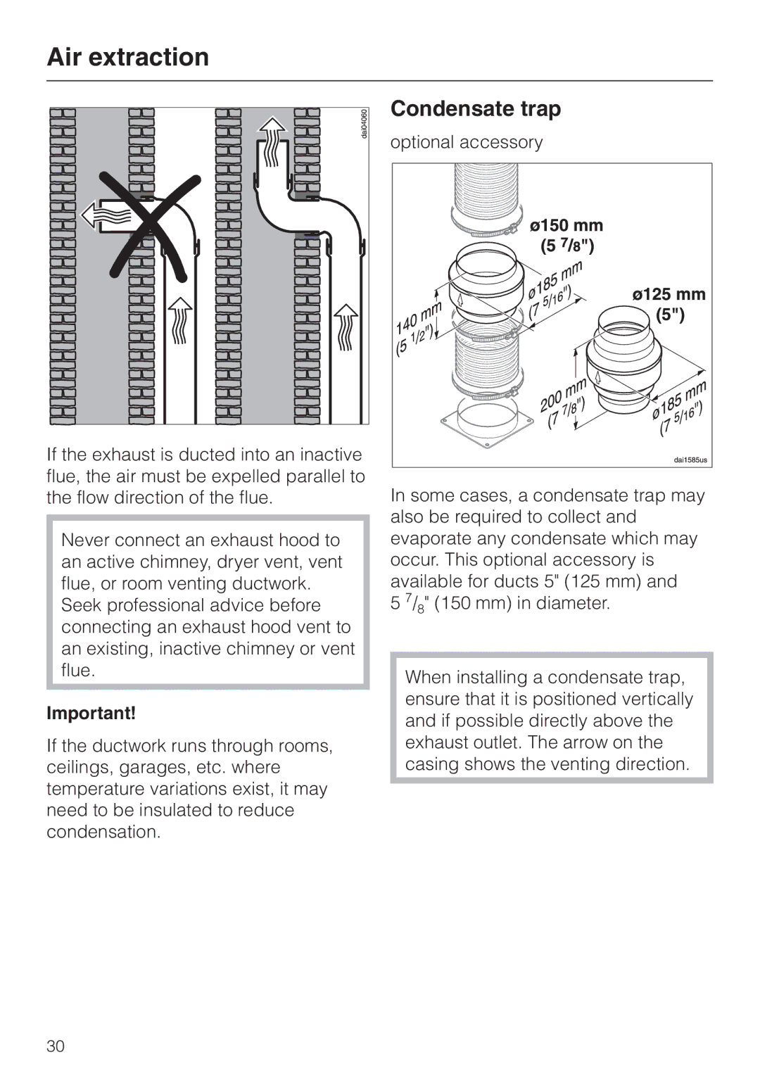 Miele DA403 installation instructions Condensate trap 