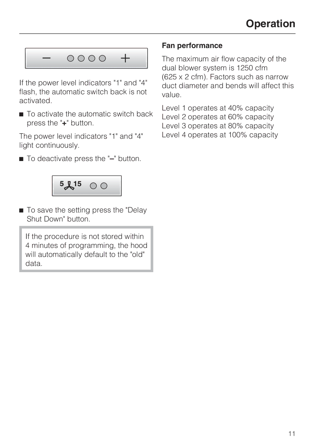 Miele DA5341D installation instructions Fan performance 