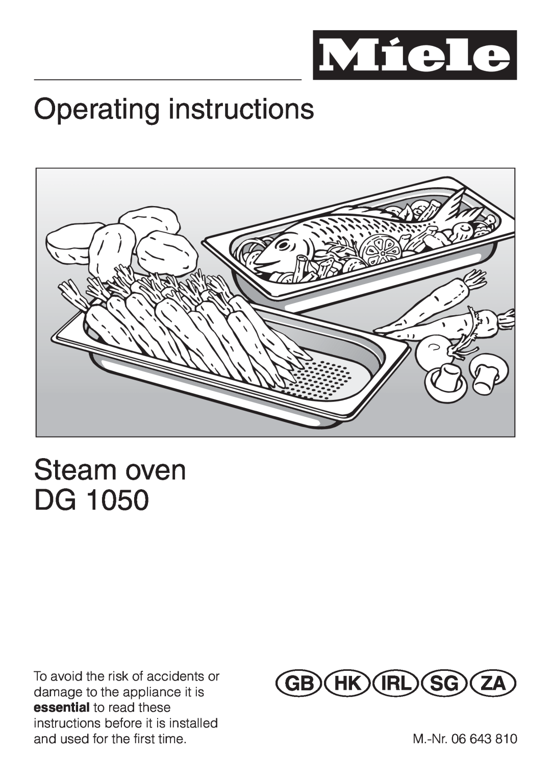 Miele DG 1050 manual Operating instructions Steam oven DG, GHirZ 