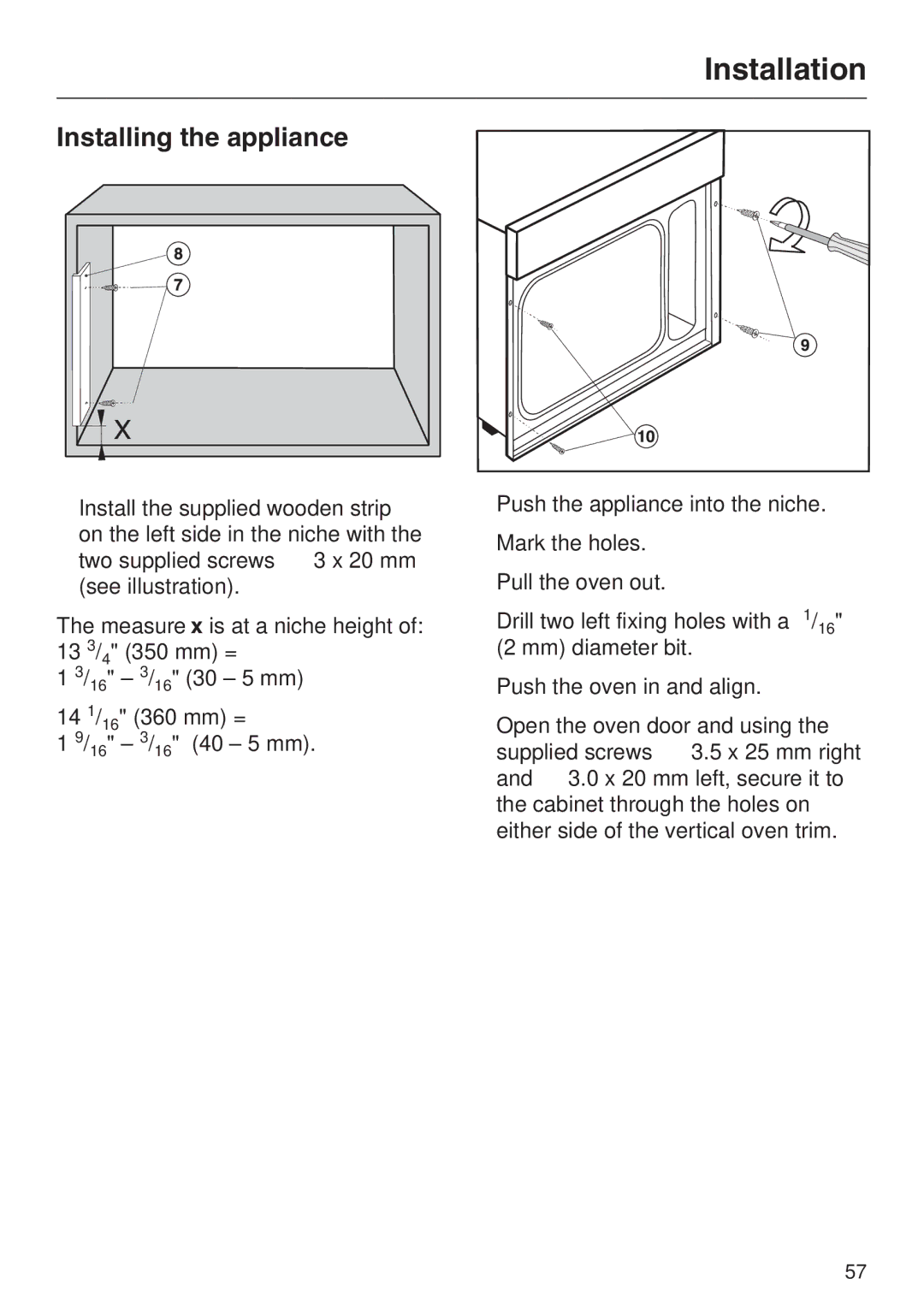 Miele DG 2661 installation instructions Installing the appliance 