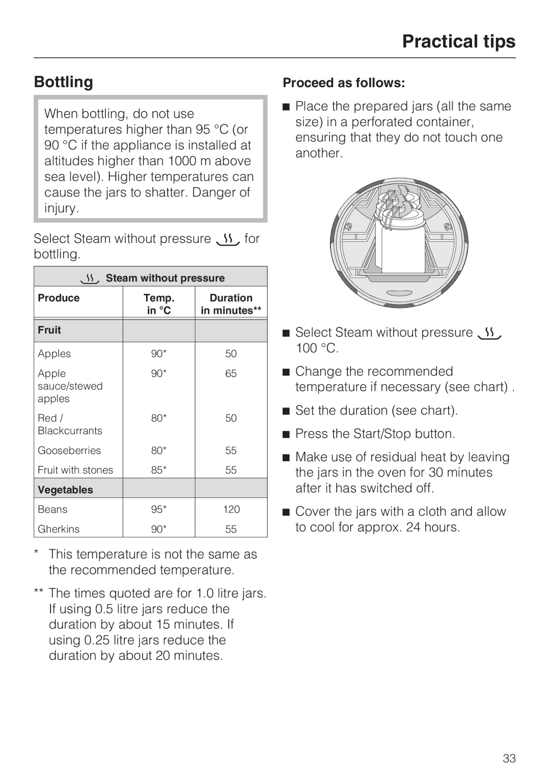 Miele DG 4064 L, DG 4164 L operating instructions Bottling 