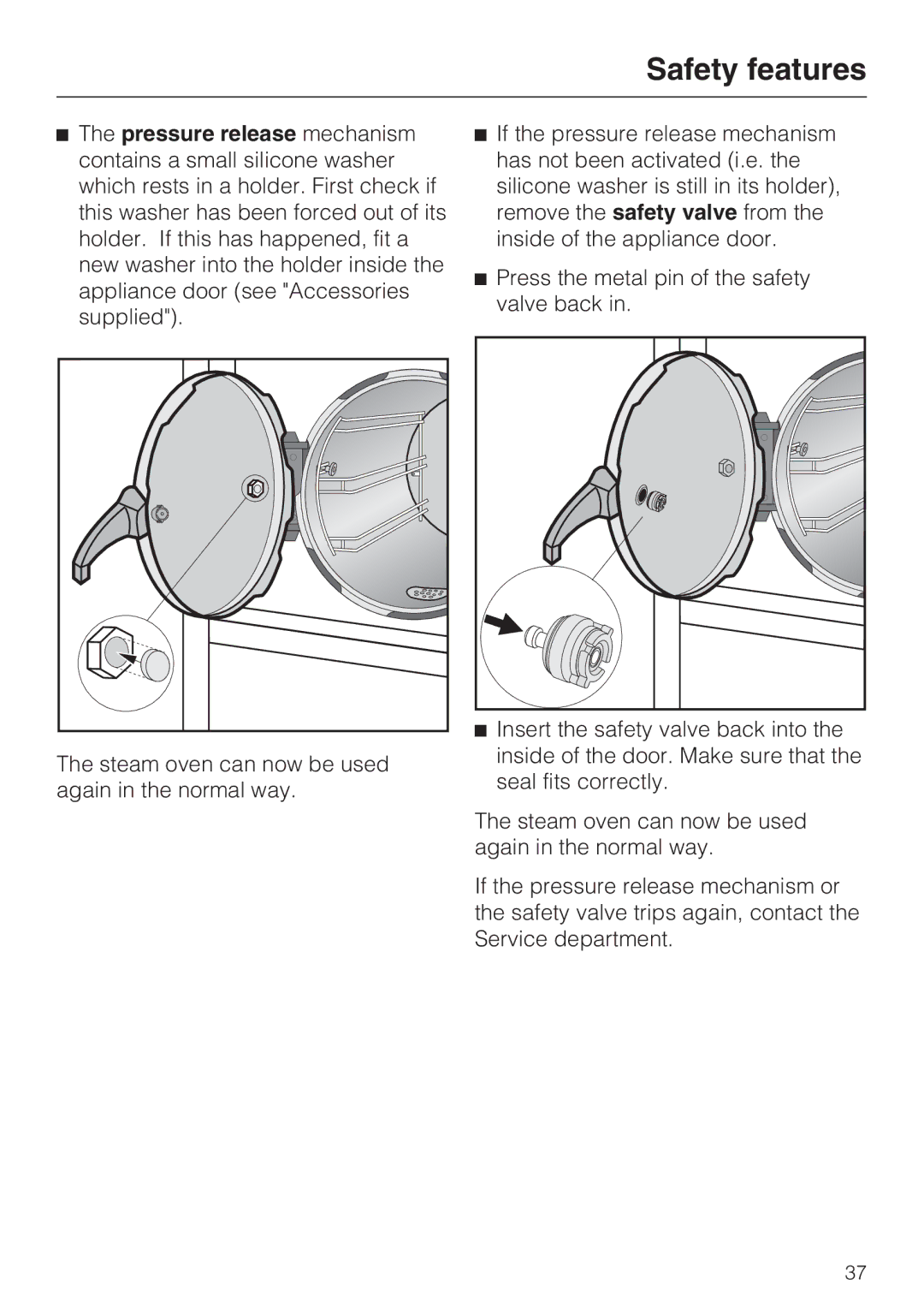 Miele DG 4064 L, DG 4164 L operating instructions Safety features 