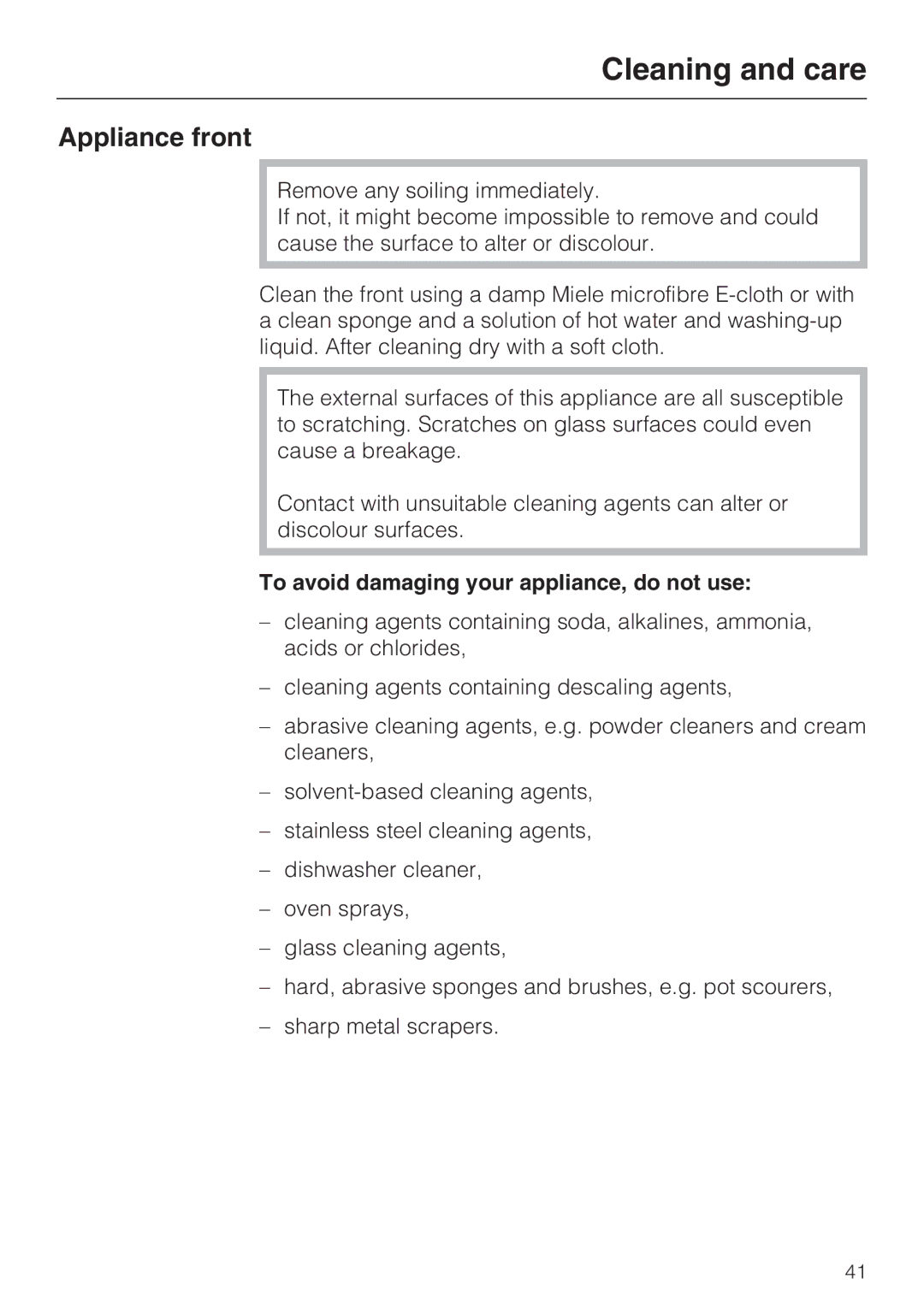 Miele DG 5080, DG 5070, DG 5088 installation instructions Appliance front, To avoid damaging your appliance, do not use 