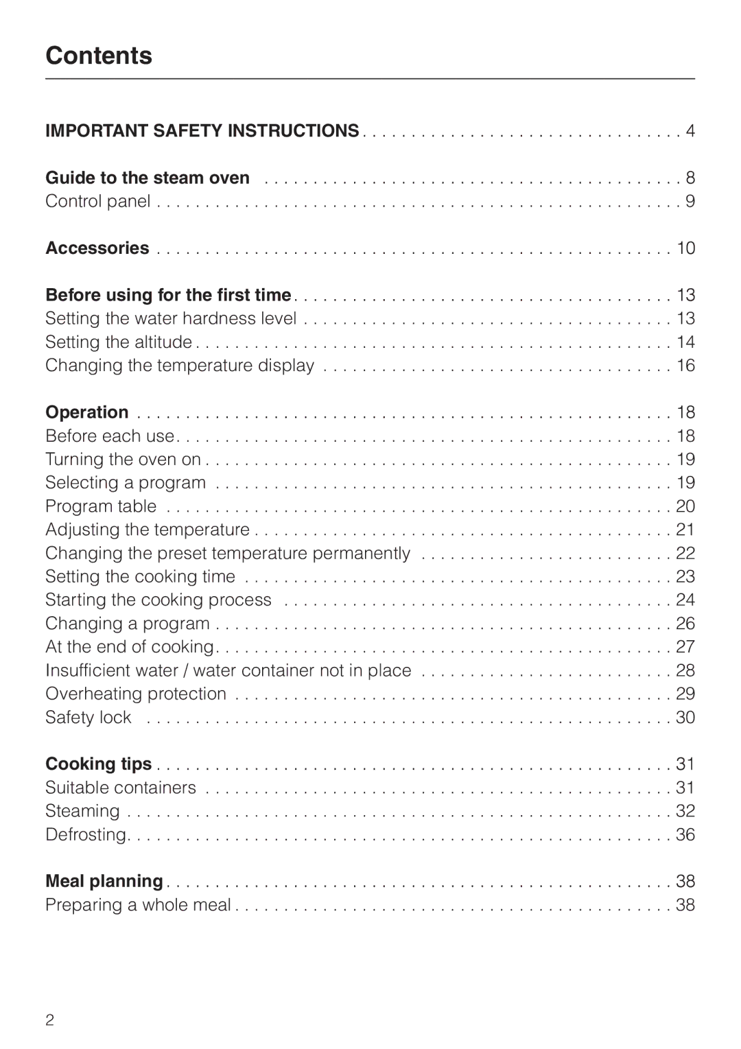 Miele DG155-1, DG155-2, DG155-3 operating instructions Contents 