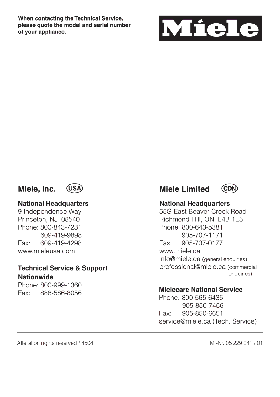 Miele DG155-2, DG155-1, DG155-3 operating instructions Alteration rights reserved 