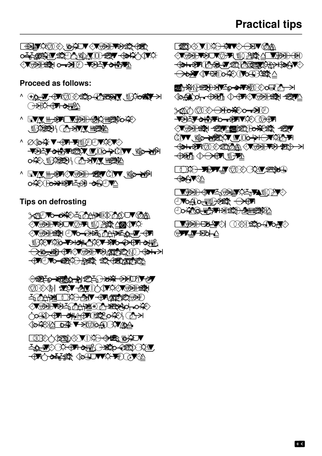 Miele DG 2651, DG2661, DG 2551, DG 2561, DG 2351 installation instructions Tips on defrosting 