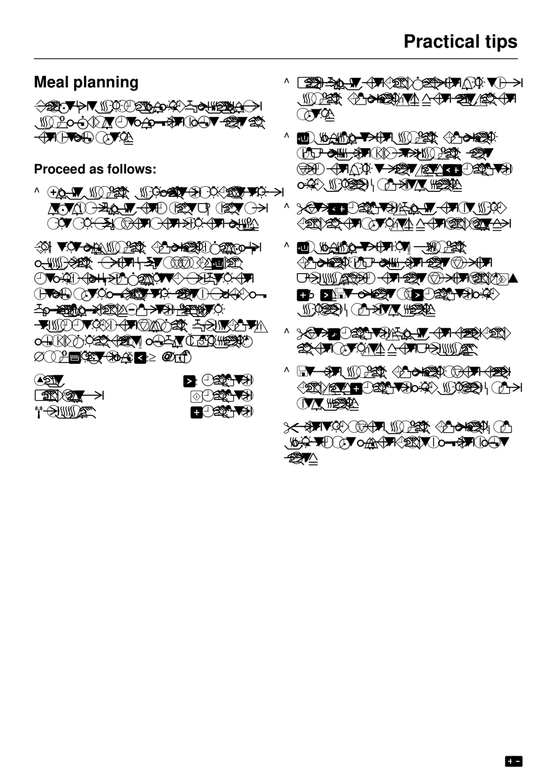 Miele DG 2561, DG2661, DG 2651, DG 2551, DG 2351 installation instructions Meal planning 