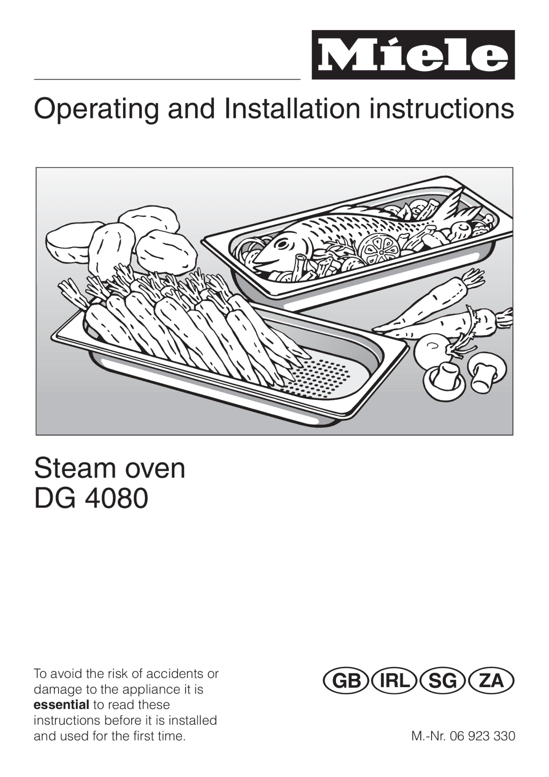 Miele DG4080 installation instructions Operating and Installation instructions Steam oven DG 