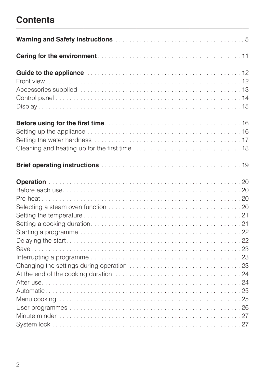 Miele DG4080 installation instructions Contents 