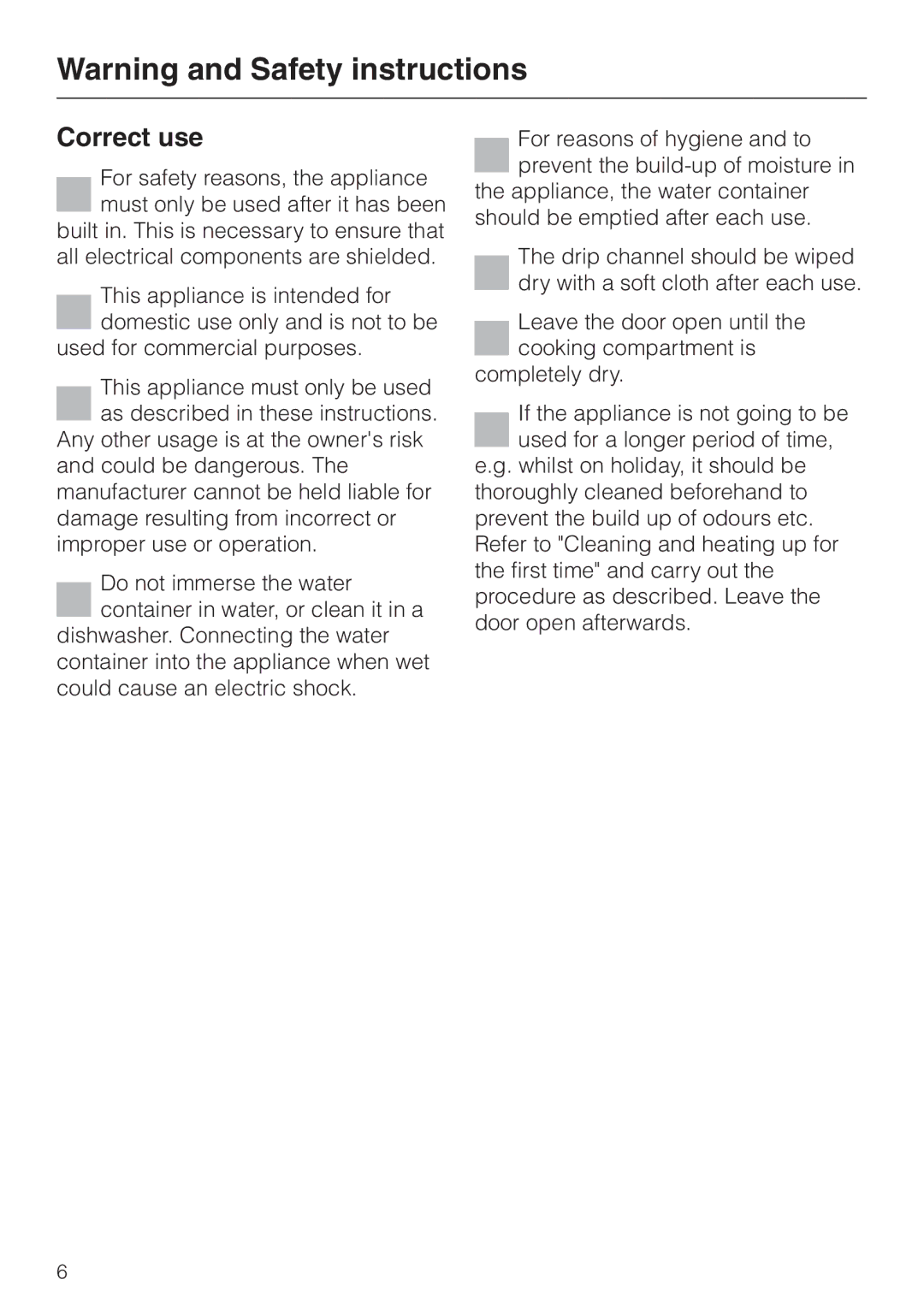 Miele DG4080 installation instructions Correct use 