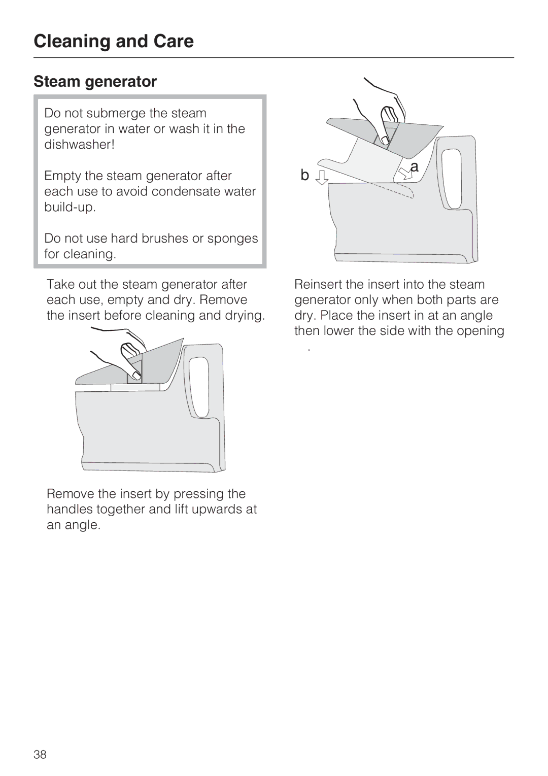 Miele DG4082, DG 4088 installation instructions Steam generator 