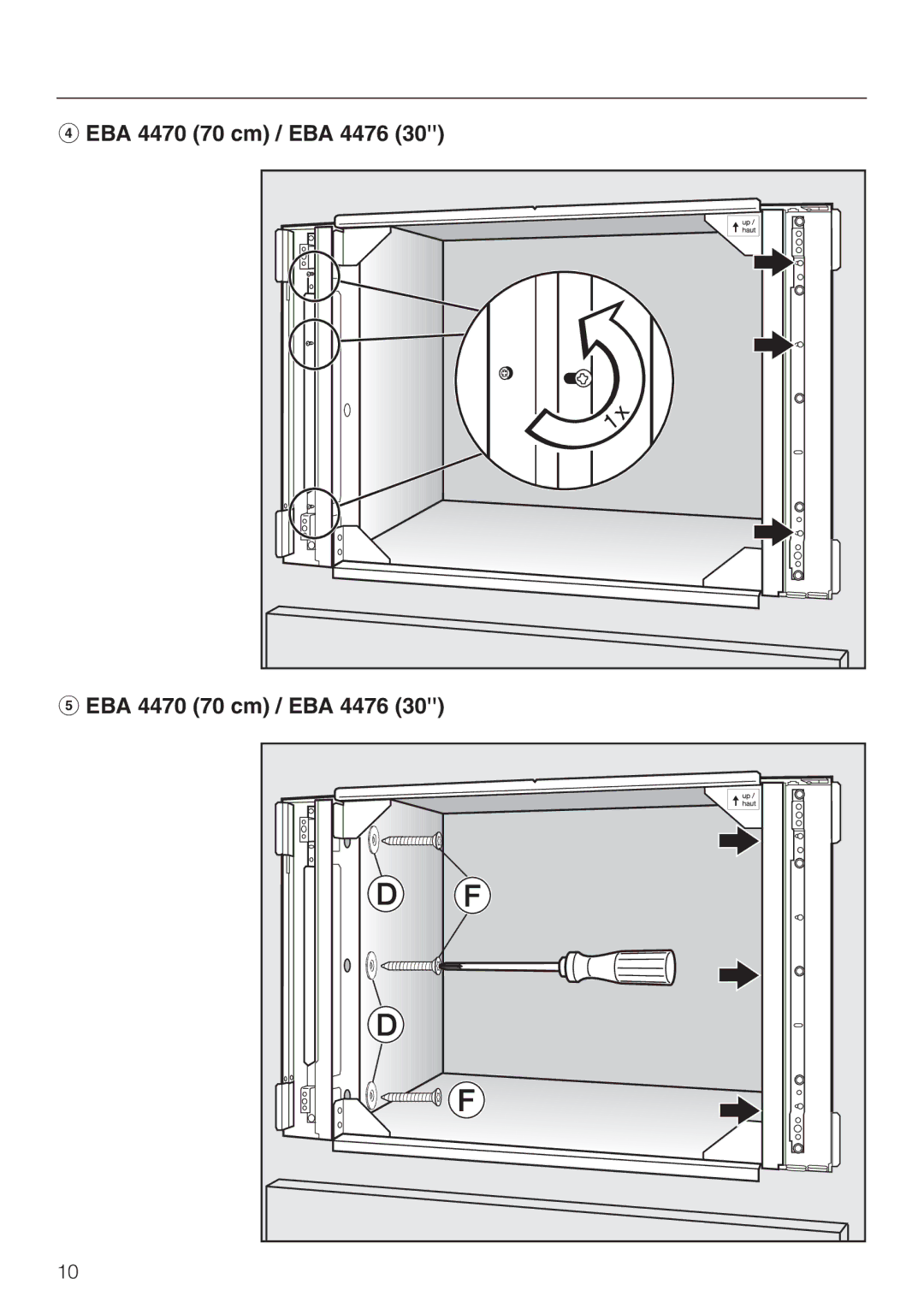 Miele installation instructions EBA 4470 70 cm / EBA 4476 