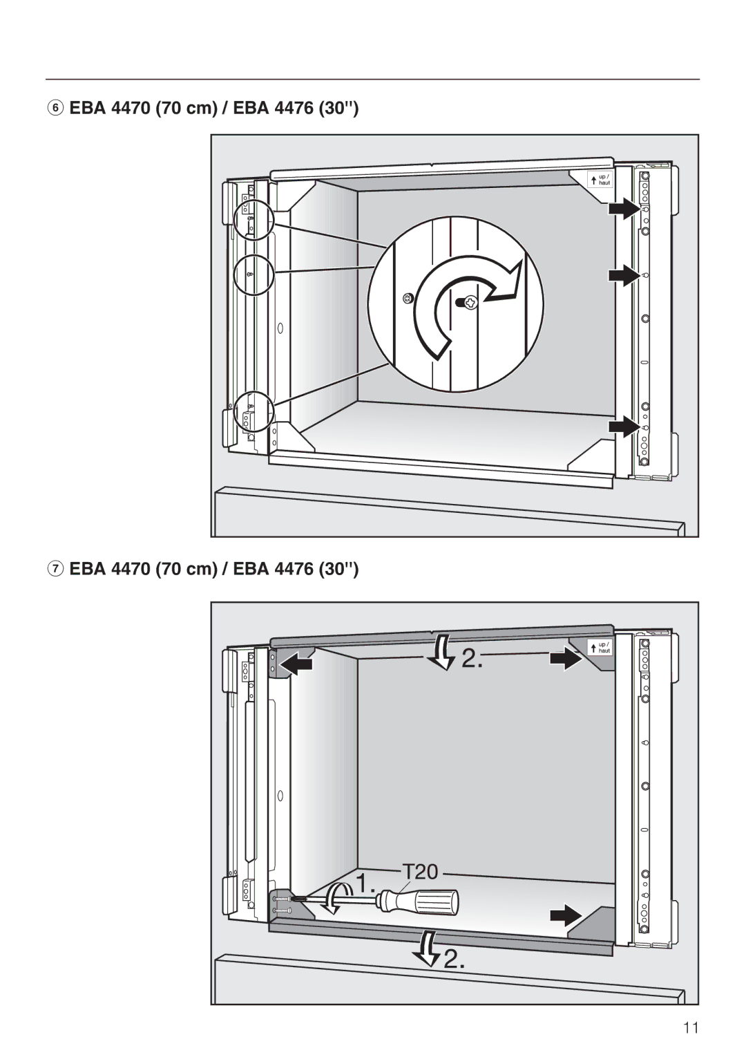 Miele installation instructions EBA 4470 70 cm / EBA 4476 