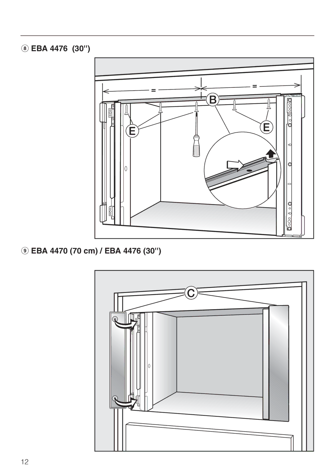 Miele EBA 4476, EBA 4470 installation instructions 