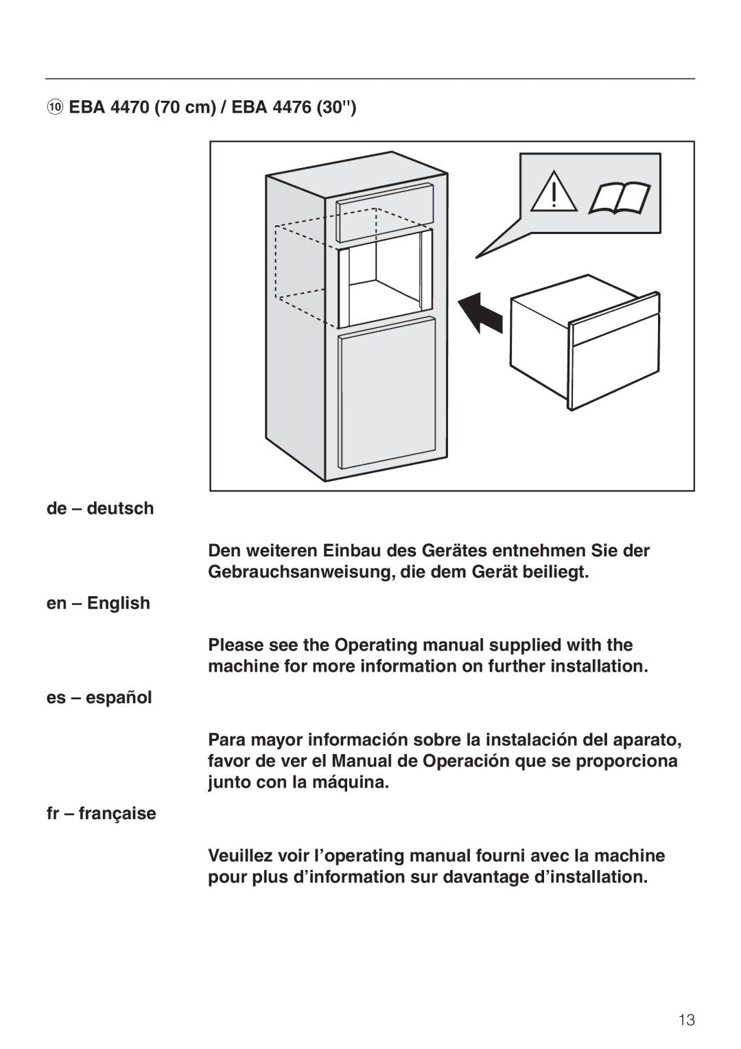 Miele installation instructions EBA 4470 70 cm / EBA 4476 