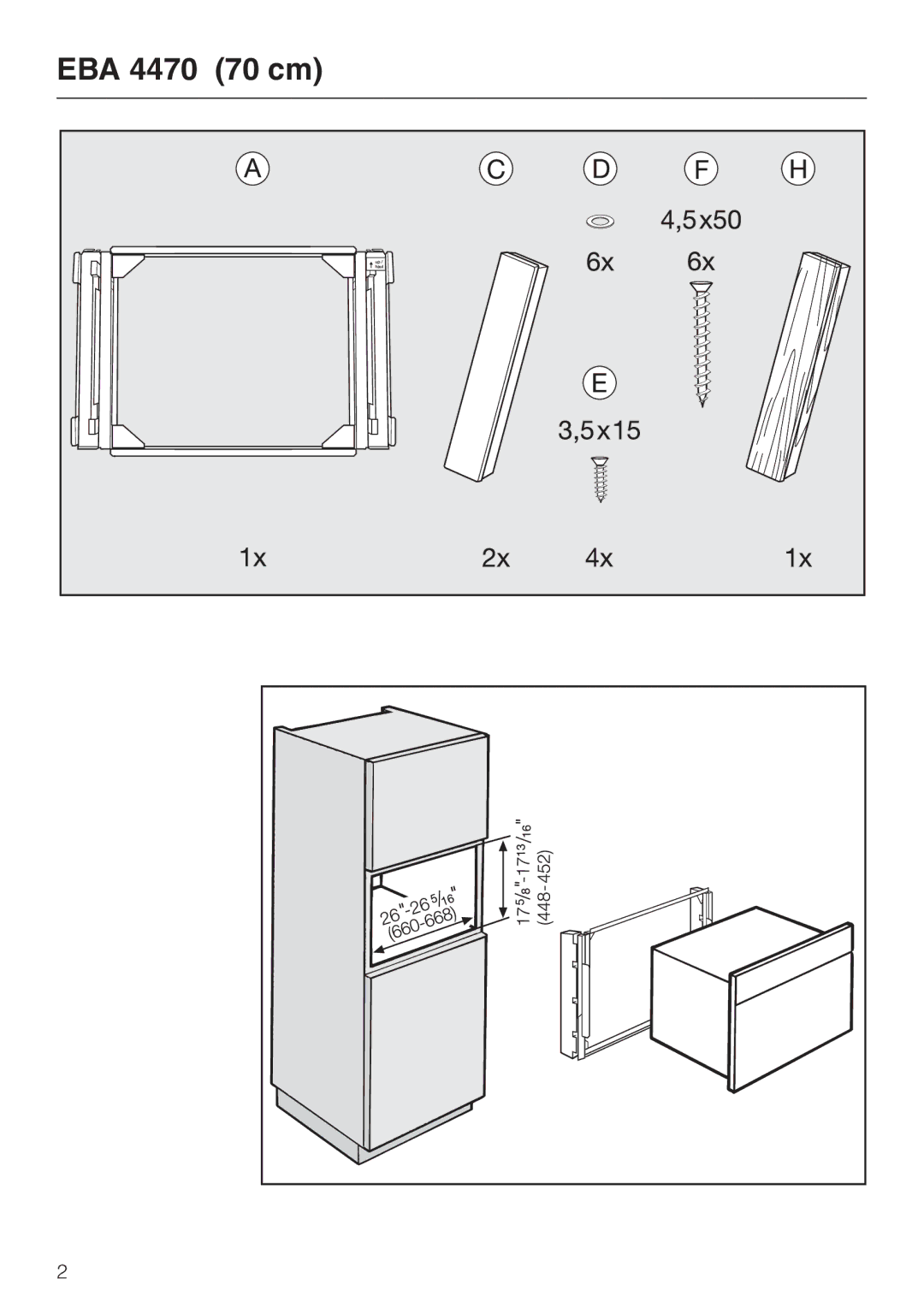 Miele EBA 4476 installation instructions EBA 4470 70 cm 